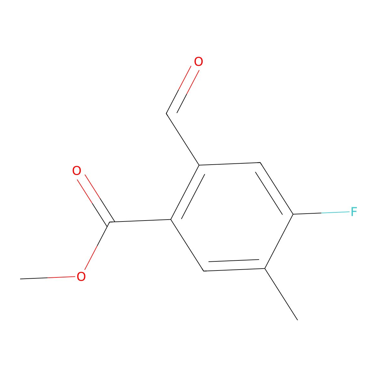 Methyl 4-fluoro-2-formyl-5-methylbenzoate molecular structure, CAS 2090255-91-5