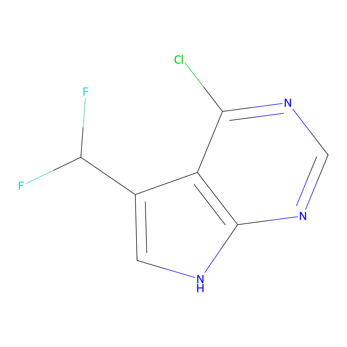 4-Chloro-5-(difluoromethyl)-7H-pyrrolo[2,3-D]pyrimidine molecular structure, CAS 2090261-97-3