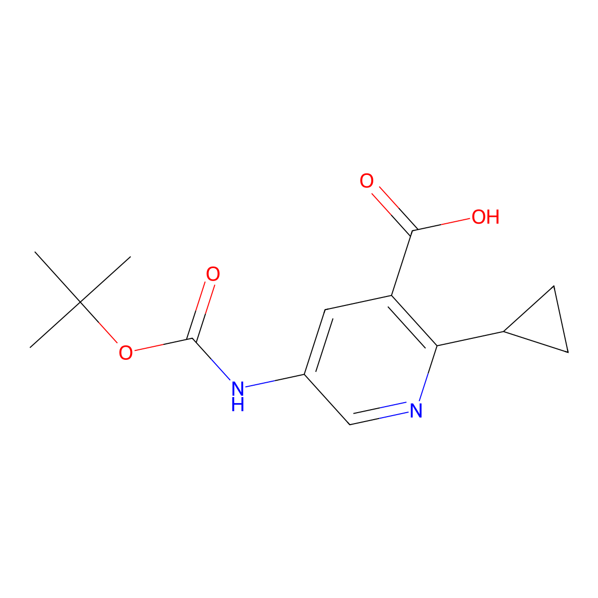 5-{[(Tert-butoxy)carbonyl]amino}-2-cyclopropylpyridine-3-carboxylic acid molecular structure, CAS 2090263-67-3