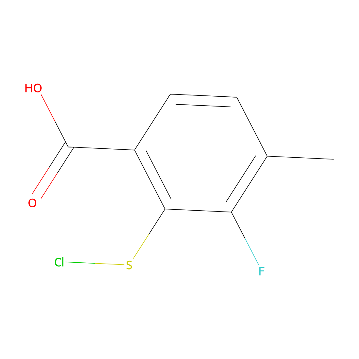 2-(Chlorosulfanyl)-3-fluoro-4-methylbenzoic acid molecular structure, CAS 2090263-89-9