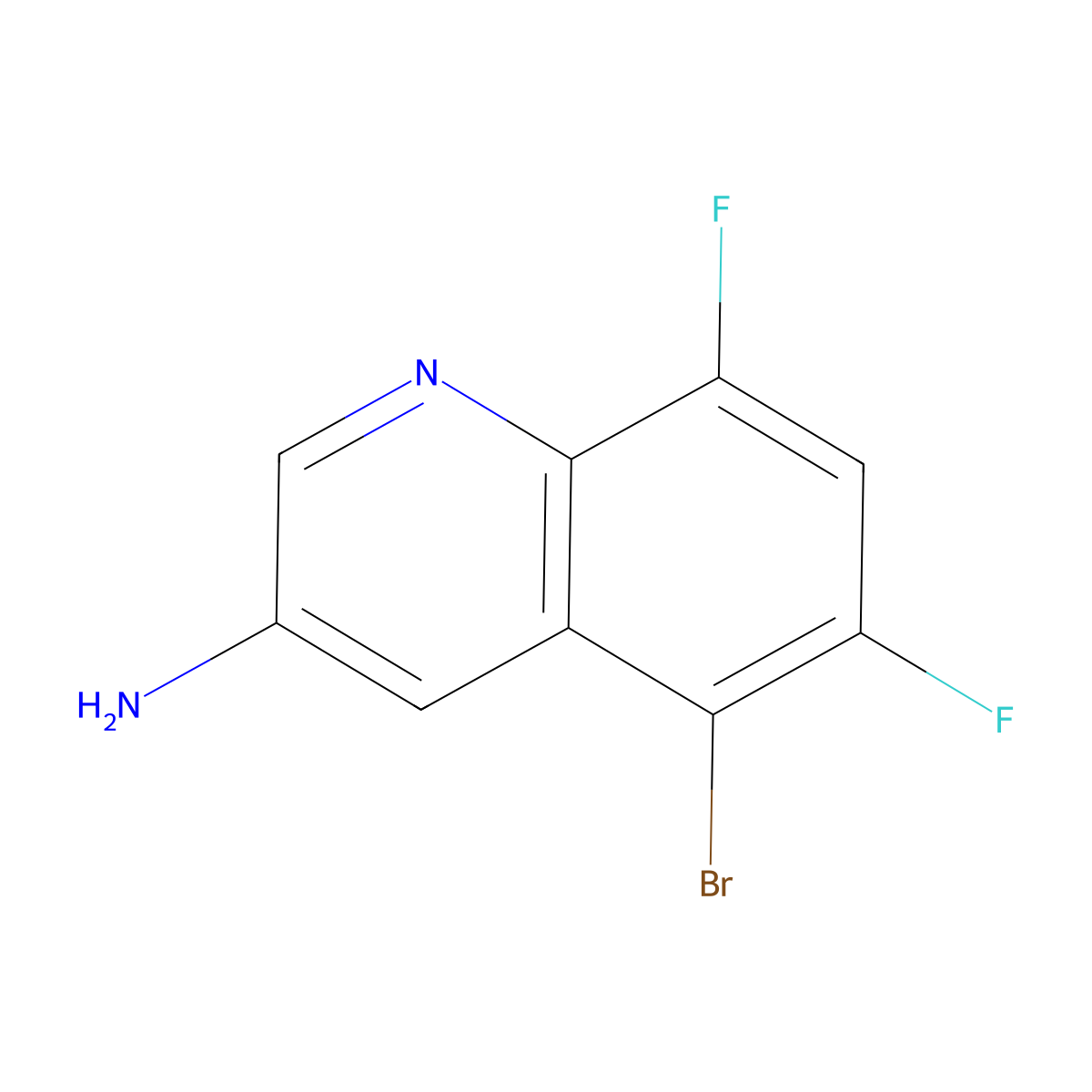 5-Bromo-6,8-difluoroquinolin-3-amine molecular structure, CAS 2090264-71-2