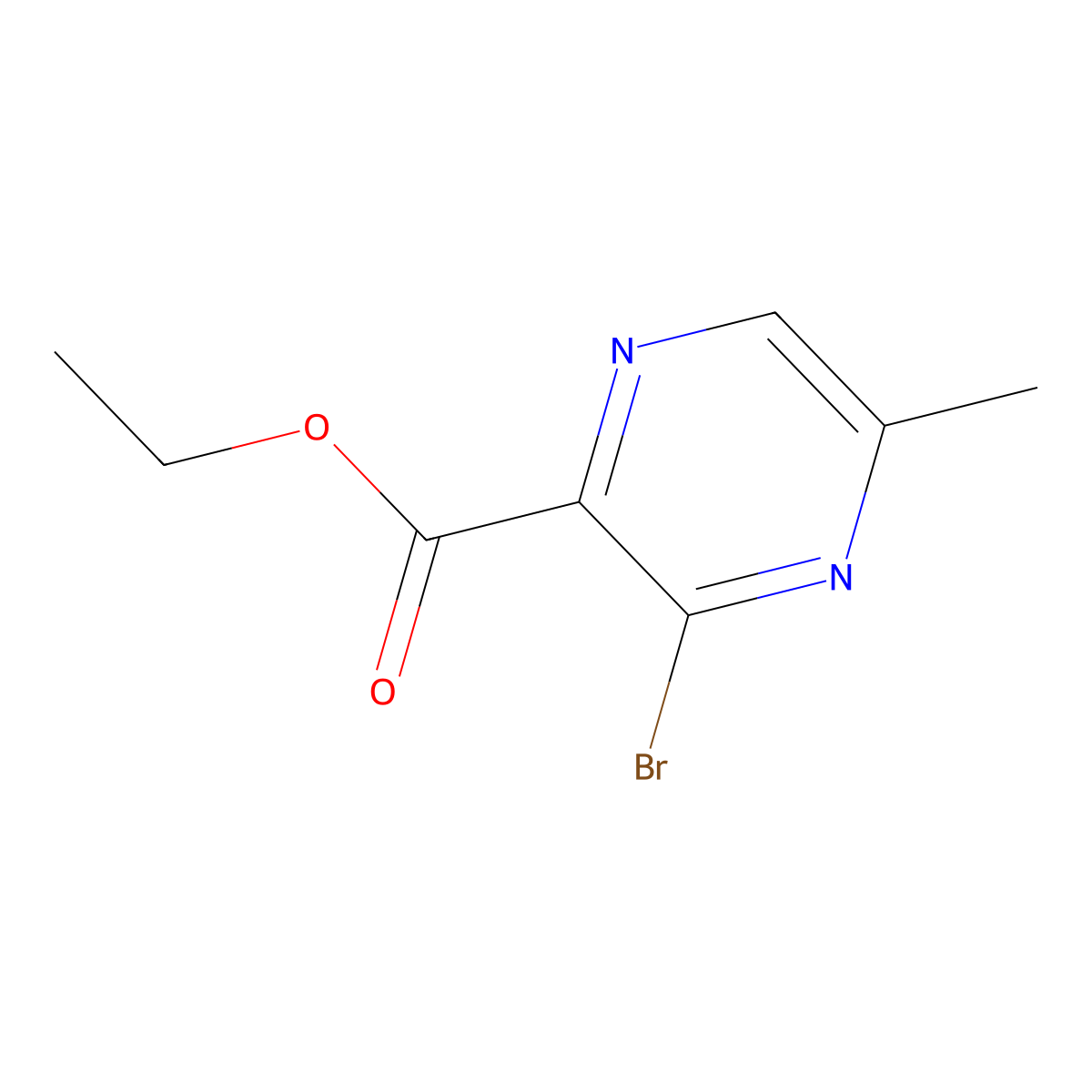 Ethyl 3-bromo-5-methylpyrazine-2-carboxylate molecular structure, CAS 2090265-25-9