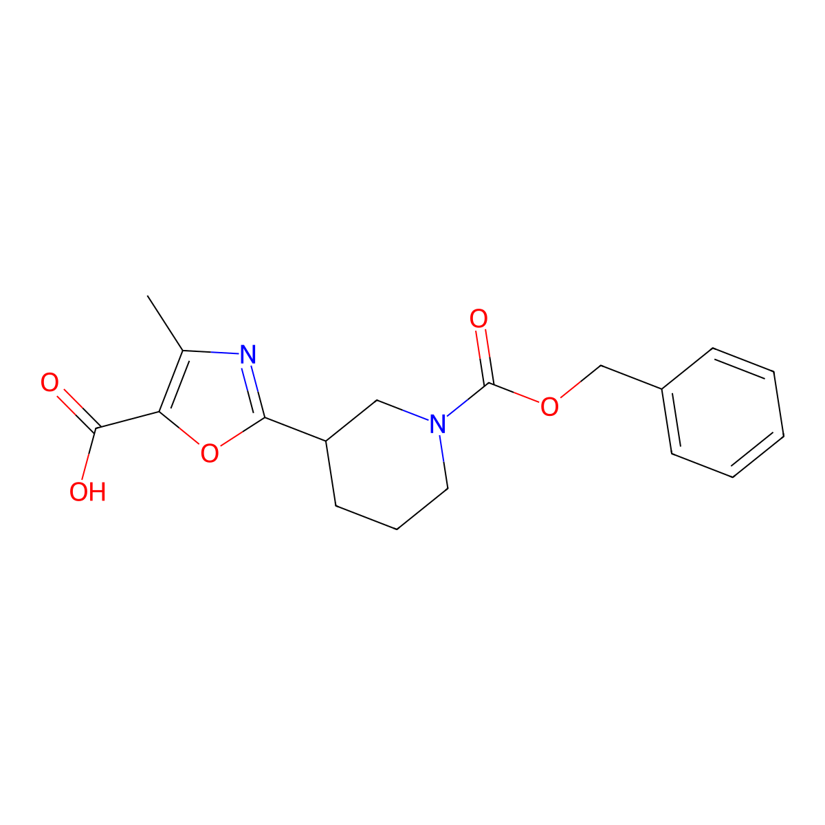 2-{1-[(Benzyloxy)carbonyl]piperidin-3-yl}-4-methyl-1,3-oxazole-5-carboxylic acid molecular structure, CAS 2090266-59-2
