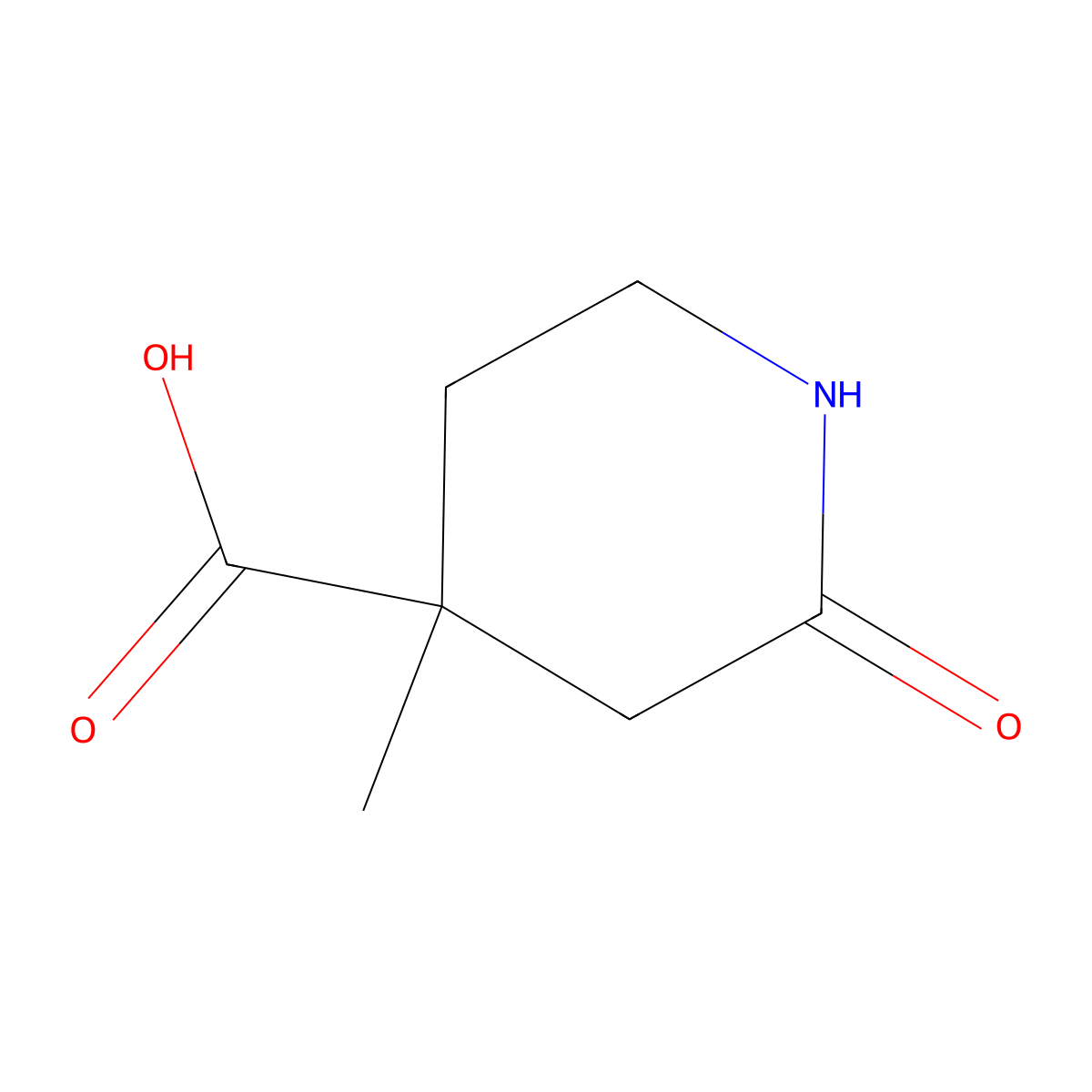 4-Methyl-2-oxopiperidine-4-carboxylic acid molecular structure, CAS 2090268-86-1