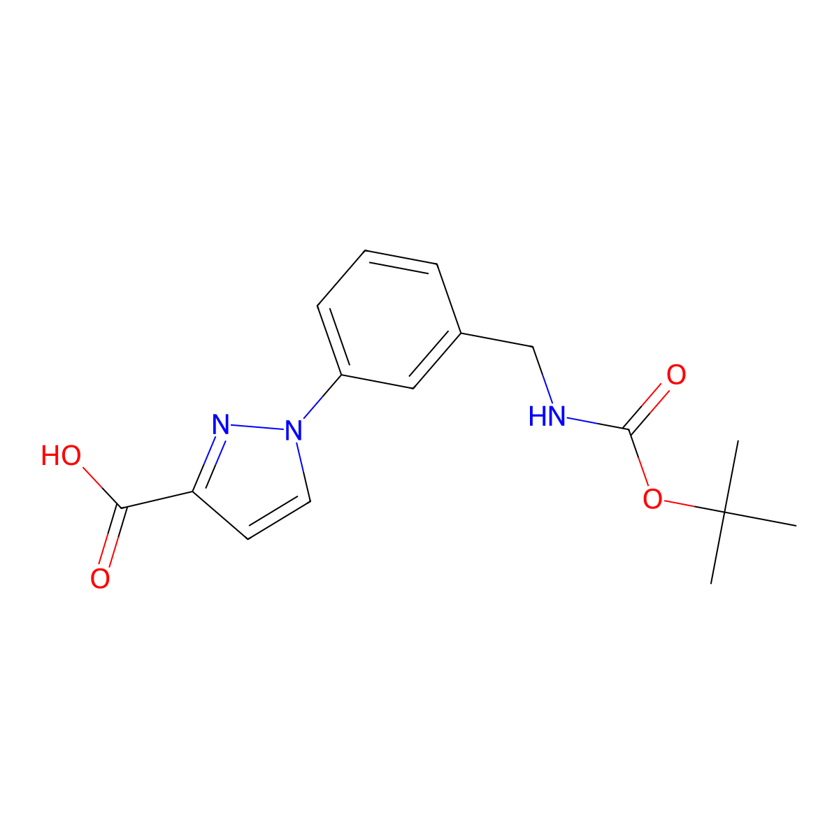 1-[3-({[(tert-butoxy)carbonyl]amino}methyl)phenyl]-1H-pyrazole-3-carboxylic acid molecular structure, CAS 2090269-17-1