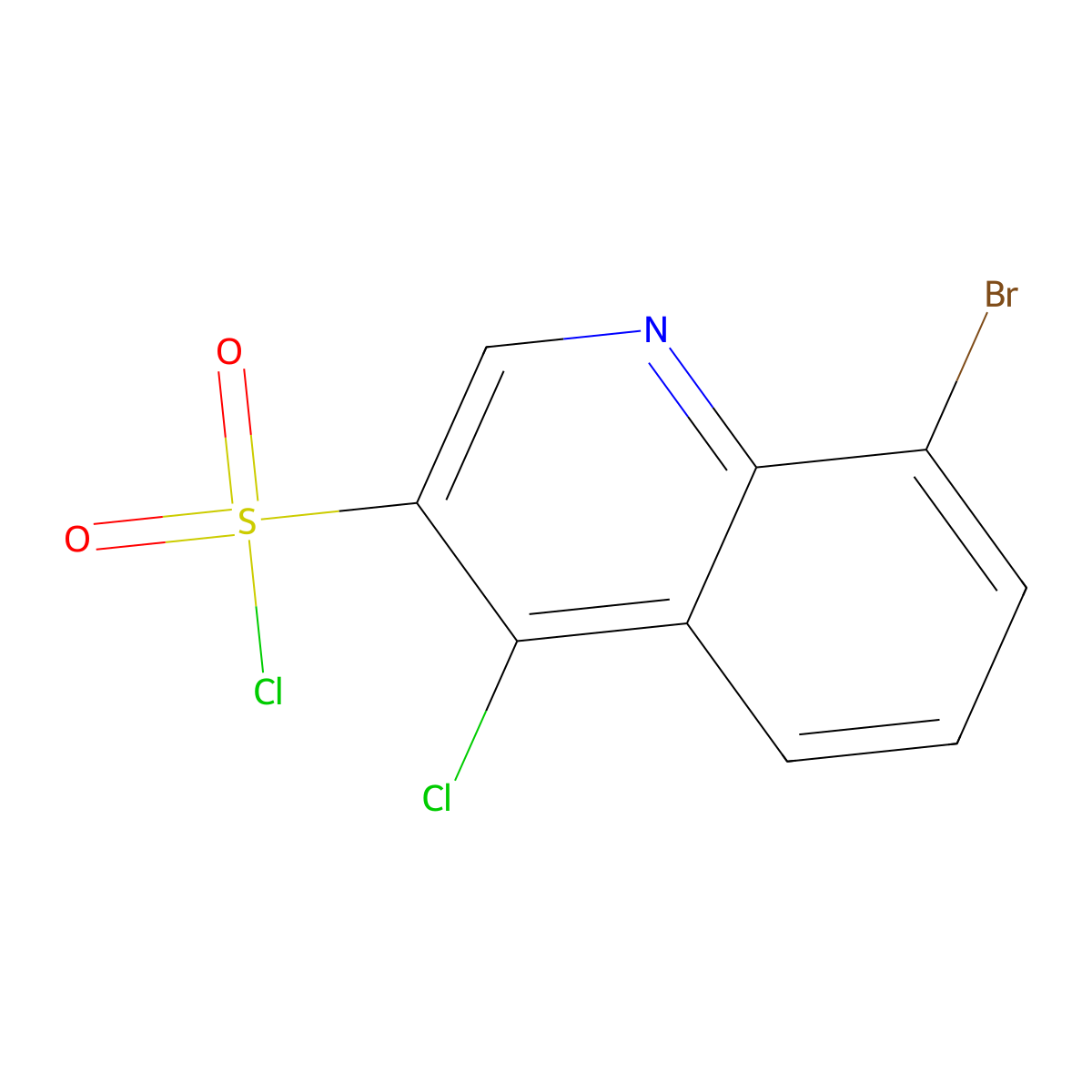 8-Bromo-4-chloroquinoline-3-sulfonyl chloride molecular structure, CAS 2090269-77-3