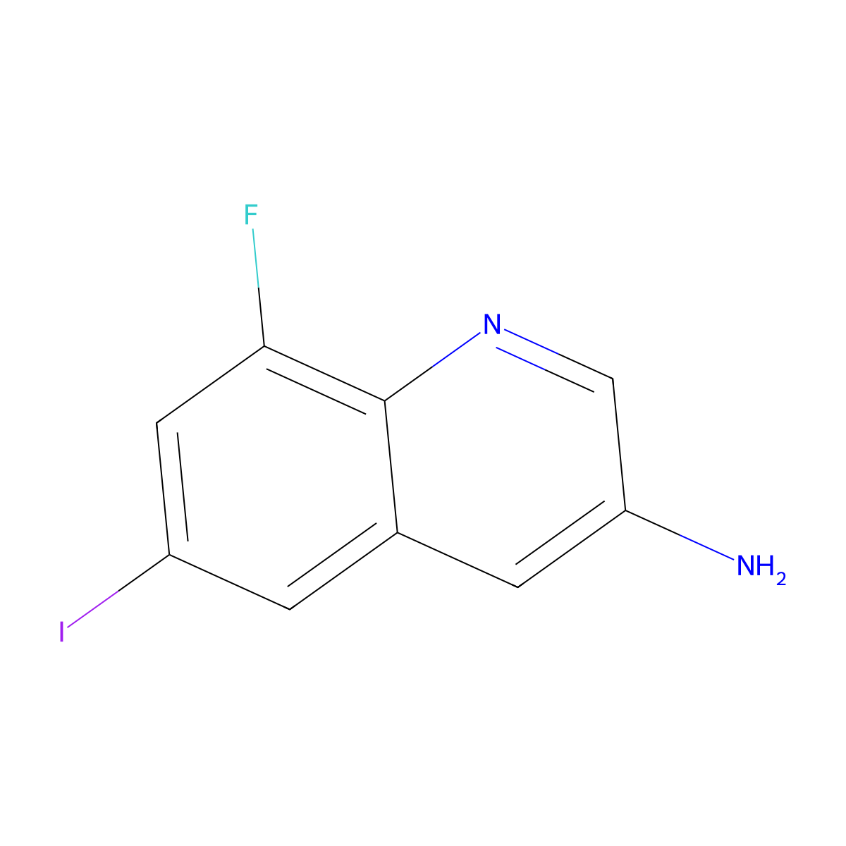 8-Fluoro-6-iodoquinolin-3-amine molecular structure, CAS 2090270-04-3
