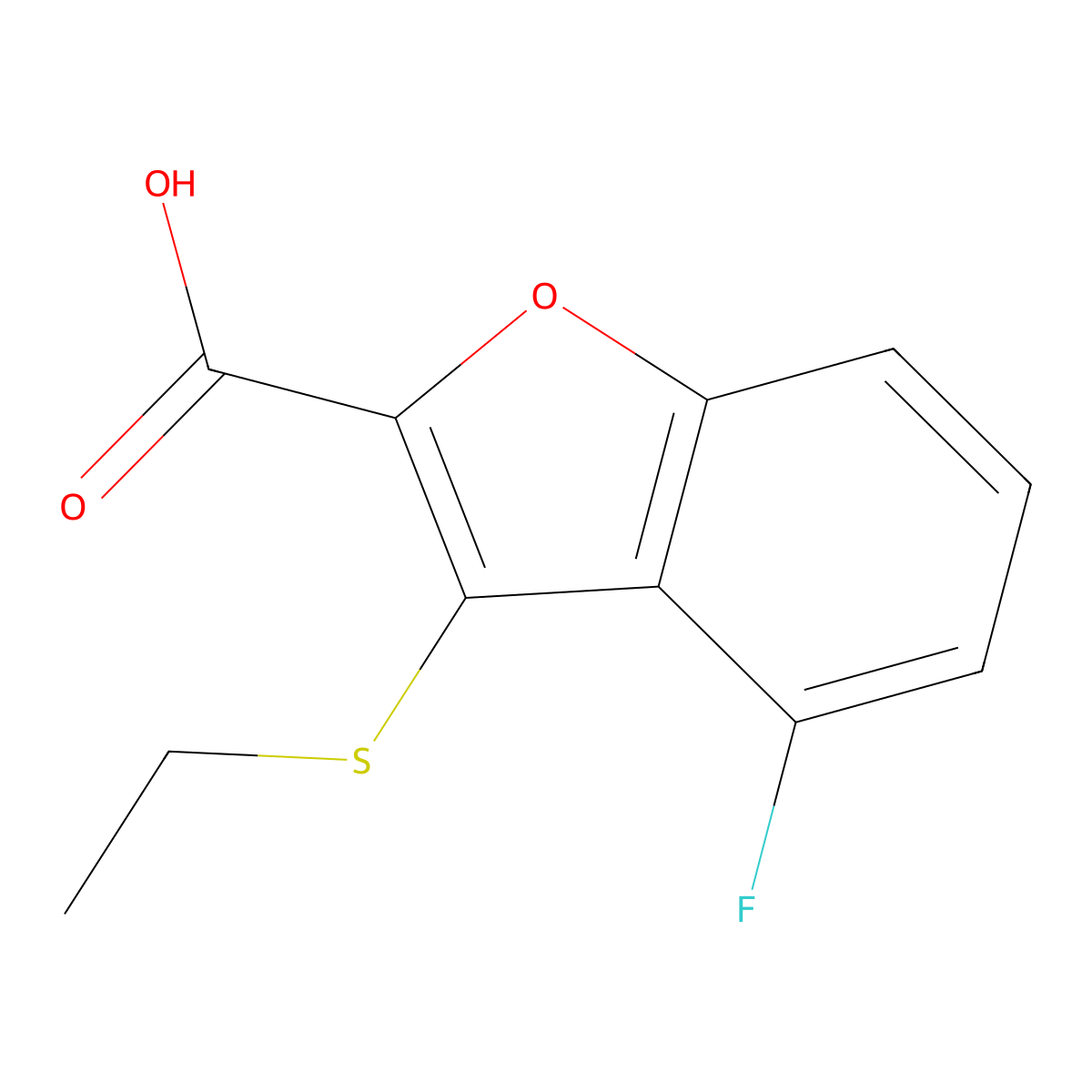 3-(Ethylsulfanyl)-4-fluoro-1-benzofuran-2-carboxylic acid molecular structure, CAS 2090270-16-7