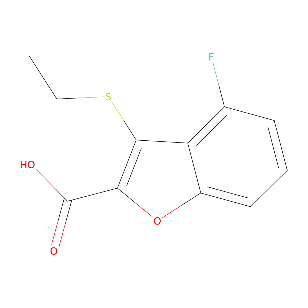 3-(Ethylsulfanyl)-4-fluoro-1-benzofuran-2-carboxylic acid molecular structure, CAS 2090270-16-7