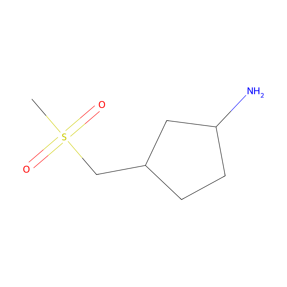 cis-3-((Methylsulfonyl)methyl)cyclopentan-1-amine molecular structure, CAS 2090277-58-8
