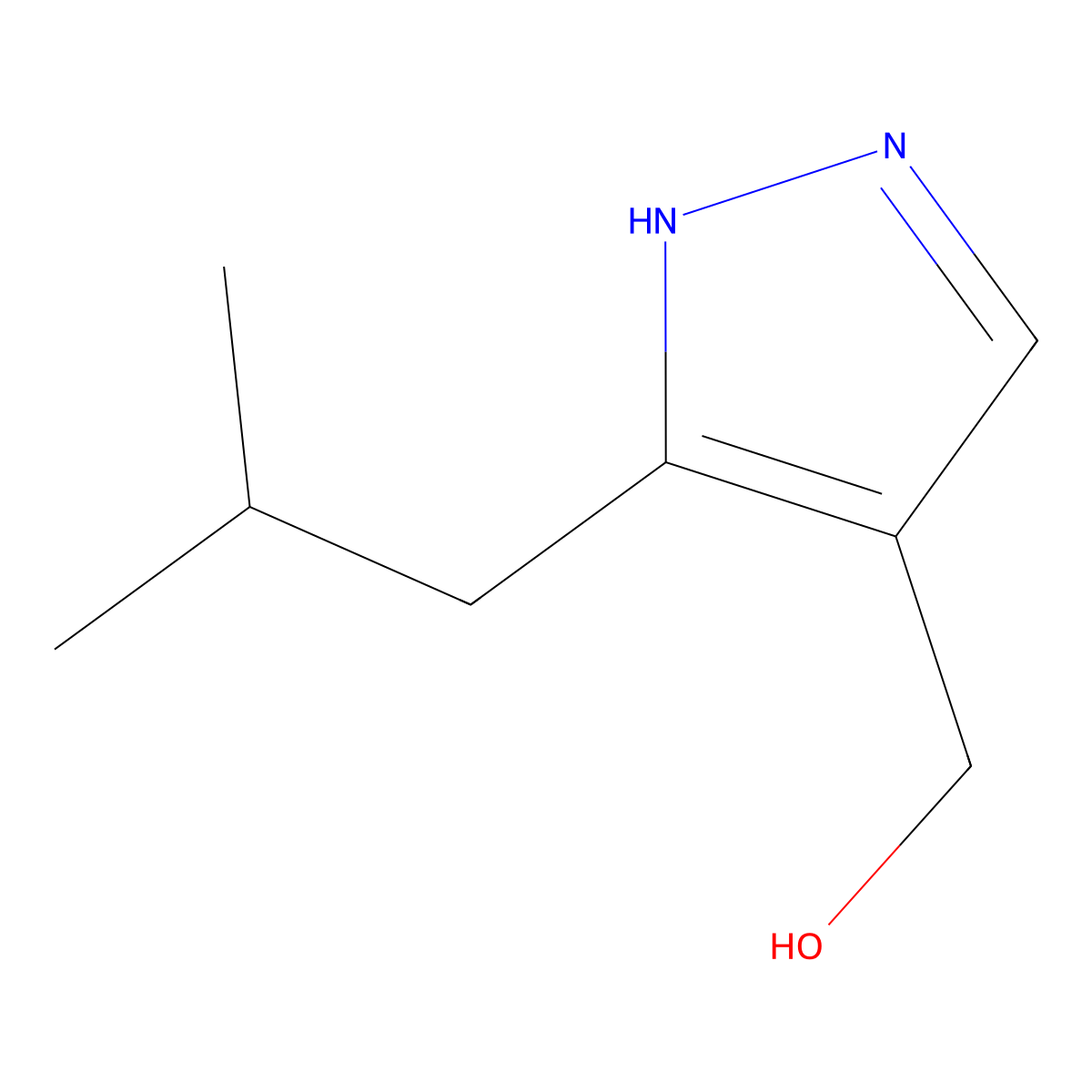 [3-(2-Methylpropyl)-1H-pyrazol-4-yl]methanol molecular structure, CAS 2090278-77-4