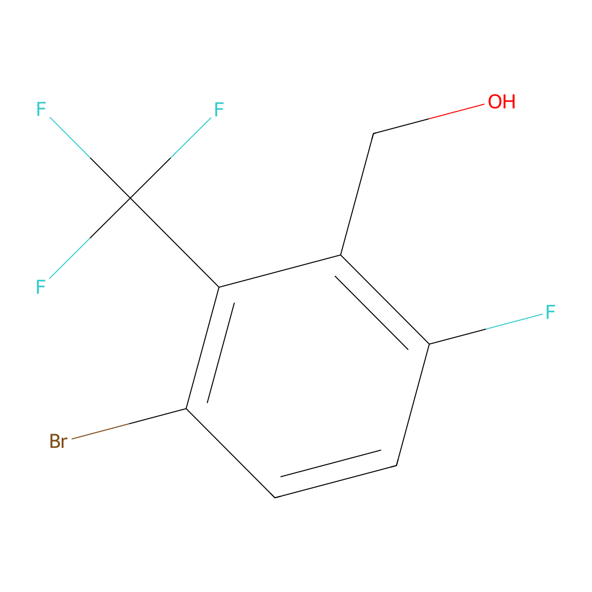 3-Bromo-6-fluoro-2-(trifluoromethyl)benzyl alcohol molecular structure, CAS 2090282-94-1