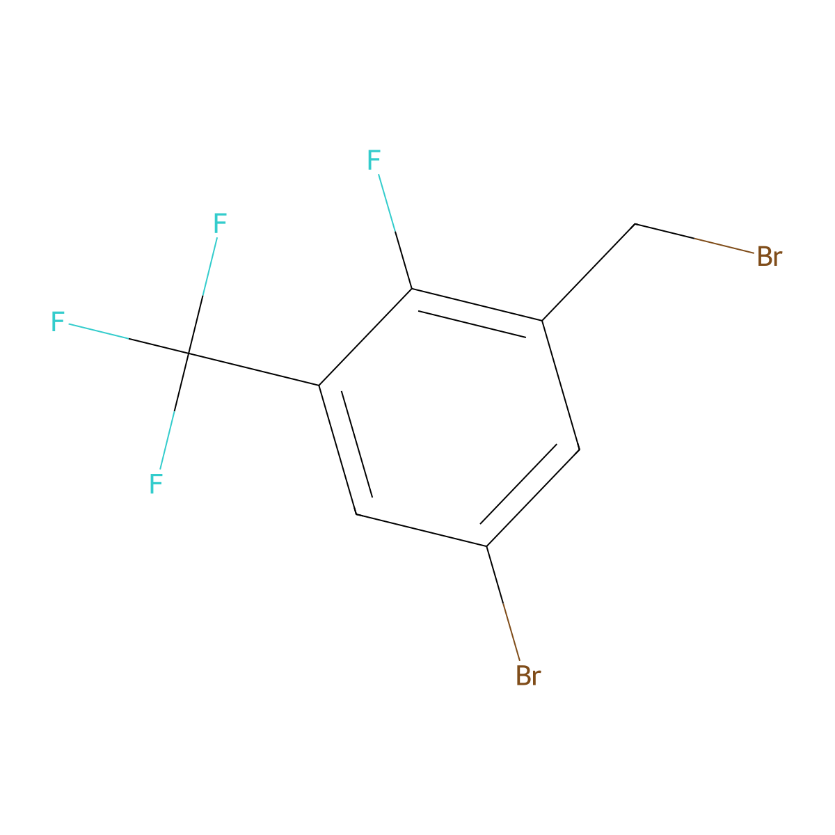 5-Bromo-2-fluoro-3-(trifluoromethyl)benzyl bromide molecular structure, CAS 2090283-06-8