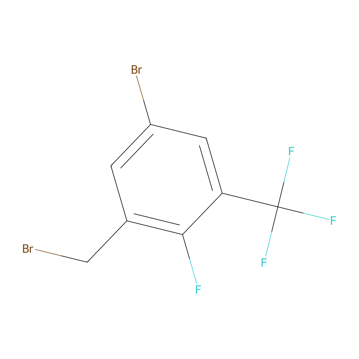 5-Bromo-2-fluoro-3-(trifluoromethyl)benzyl bromide molecular structure, CAS 2090283-06-8