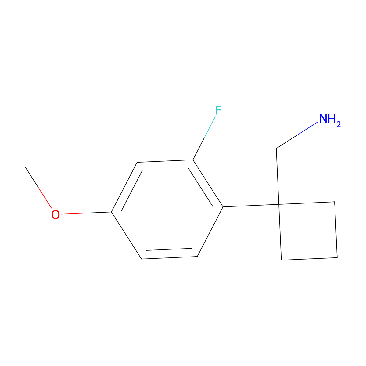1-[1-(2-Fluoro-4-methoxyphenyl)cyclobutyl]methanamine molecular structure, CAS 2090287-63-9