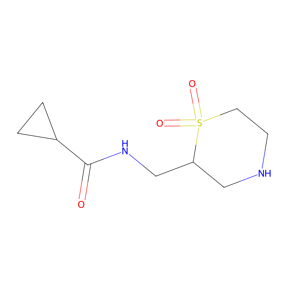 N-[(1,1-Dioxo-1lambda6-thiomorpholin-2-yl)methyl]cyclopropanecarboxamide molecular structure, CAS 2090289-94-2