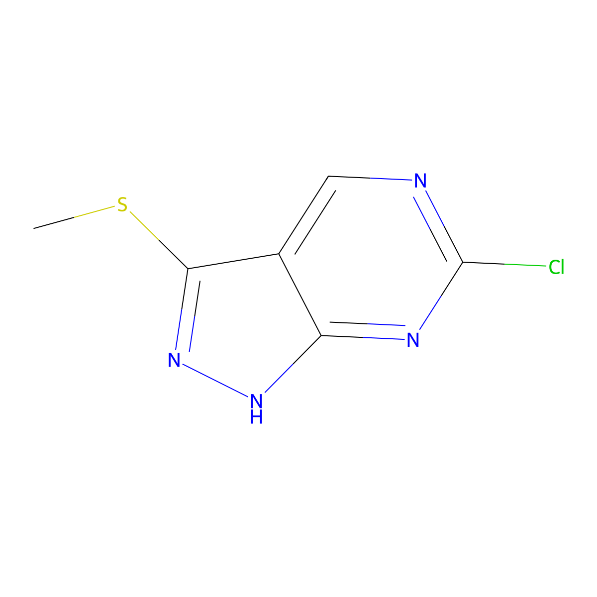 6-Chloro-(3-methylthio)-1H-pyrazolo[3,4-d]pyrimidine molecular structure, CAS 2090296-27-6