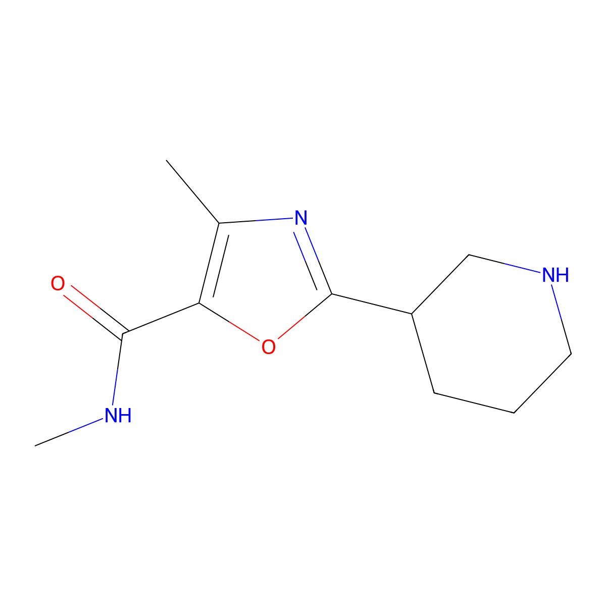 N,4-dimethyl-2-(piperidin-3-yl)-1,3-oxazole-5-carboxamide molecular structure, CAS 2090297-88-2