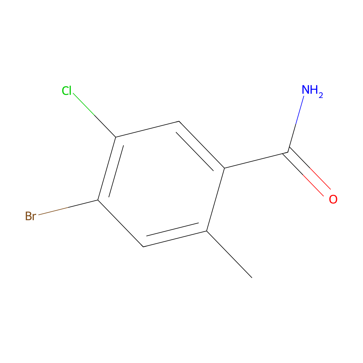 4-Bromo-5-chloro-2-methylbenzamide molecular structure, CAS 2090300-72-2