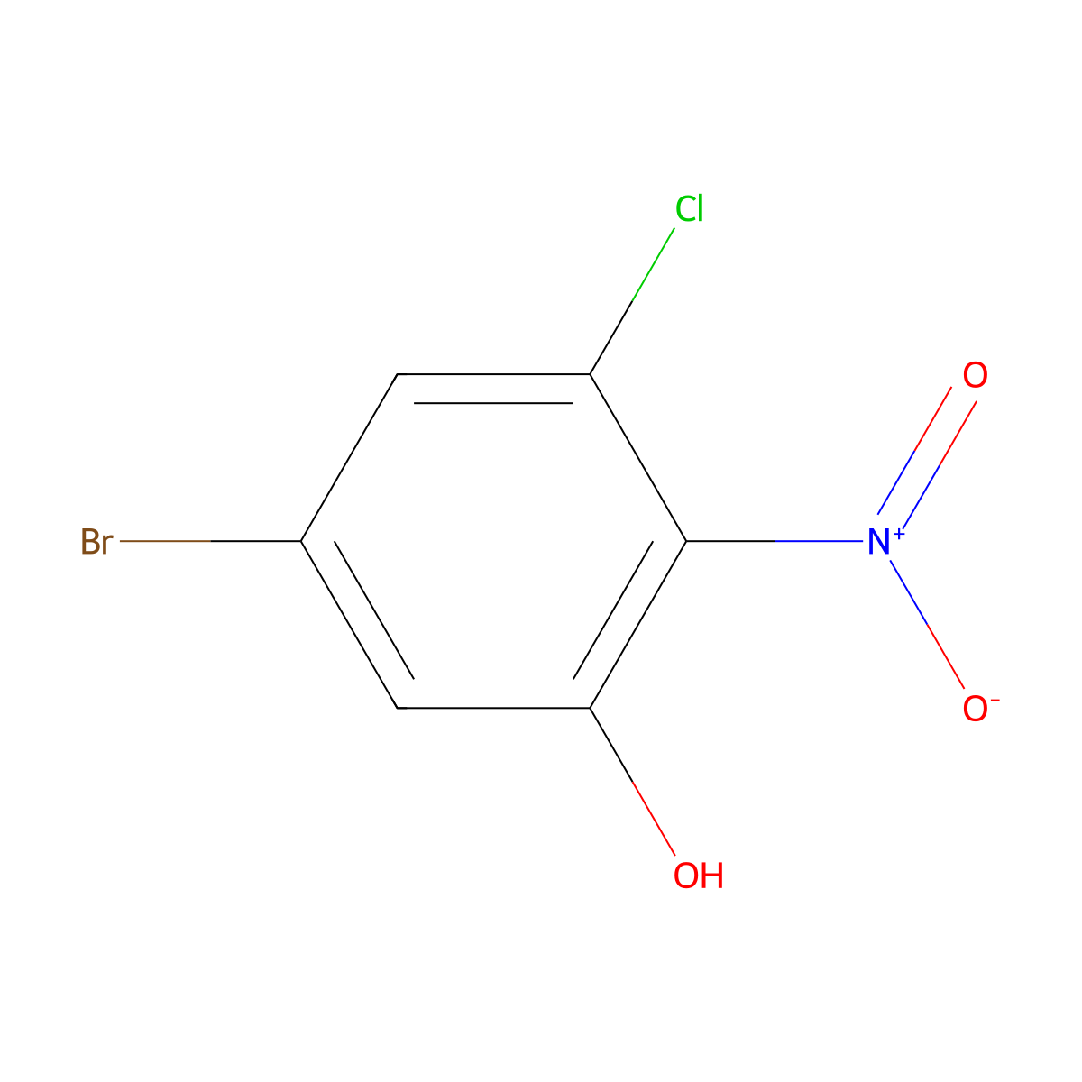 5-Bromo-3-chloro-2-nitrophenol molecular structure, CAS 2090301-02-1