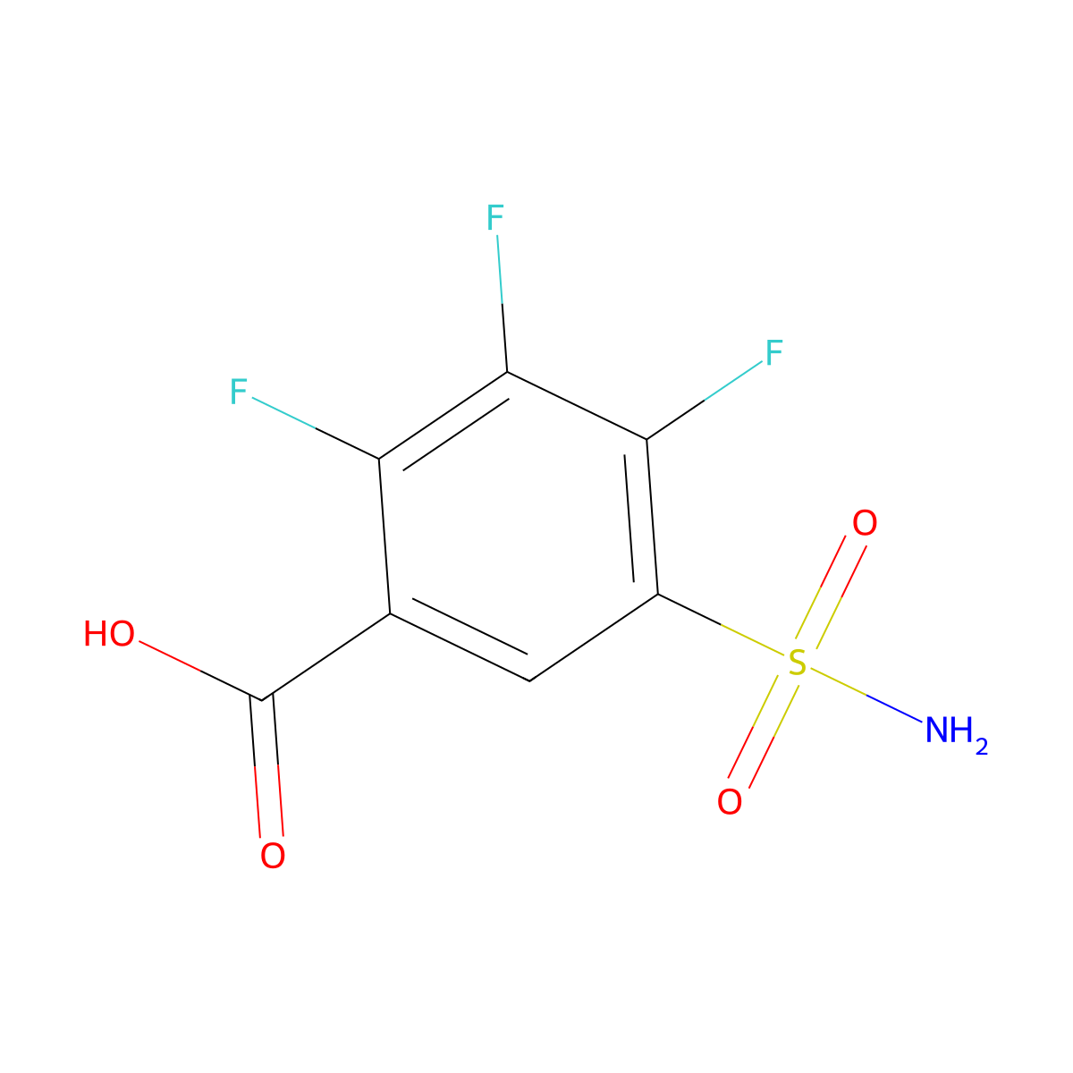 2,3,4-Trifluoro-5-sulfamoylbenzoic acid molecular structure, CAS 2090303-92-5