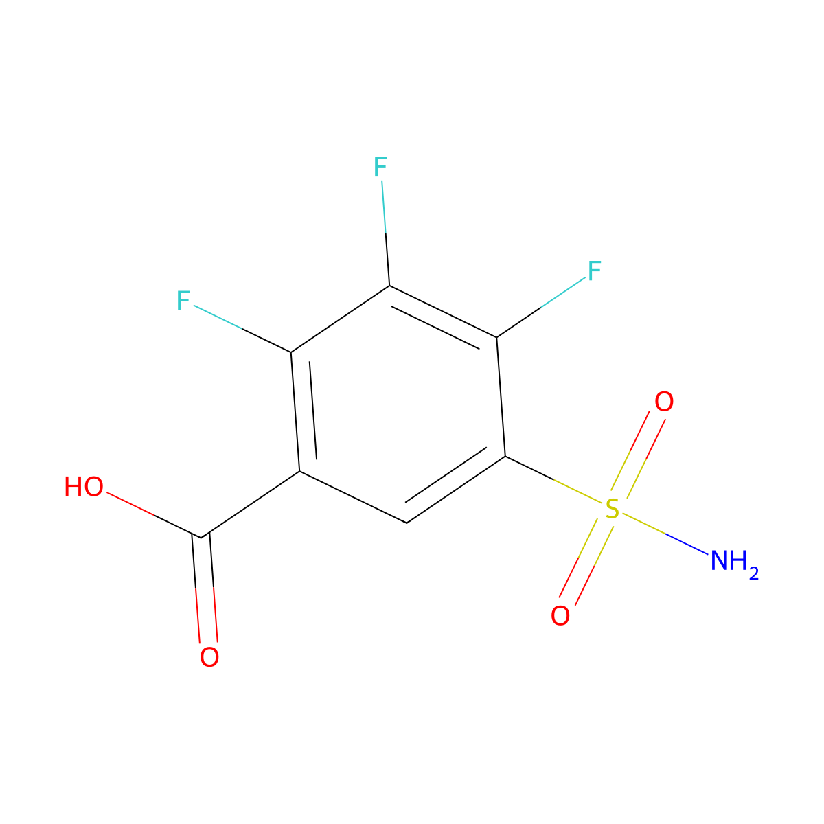2,3,4-Trifluoro-5-sulfamoylbenzoic acid molecular structure, CAS 2090303-92-5
