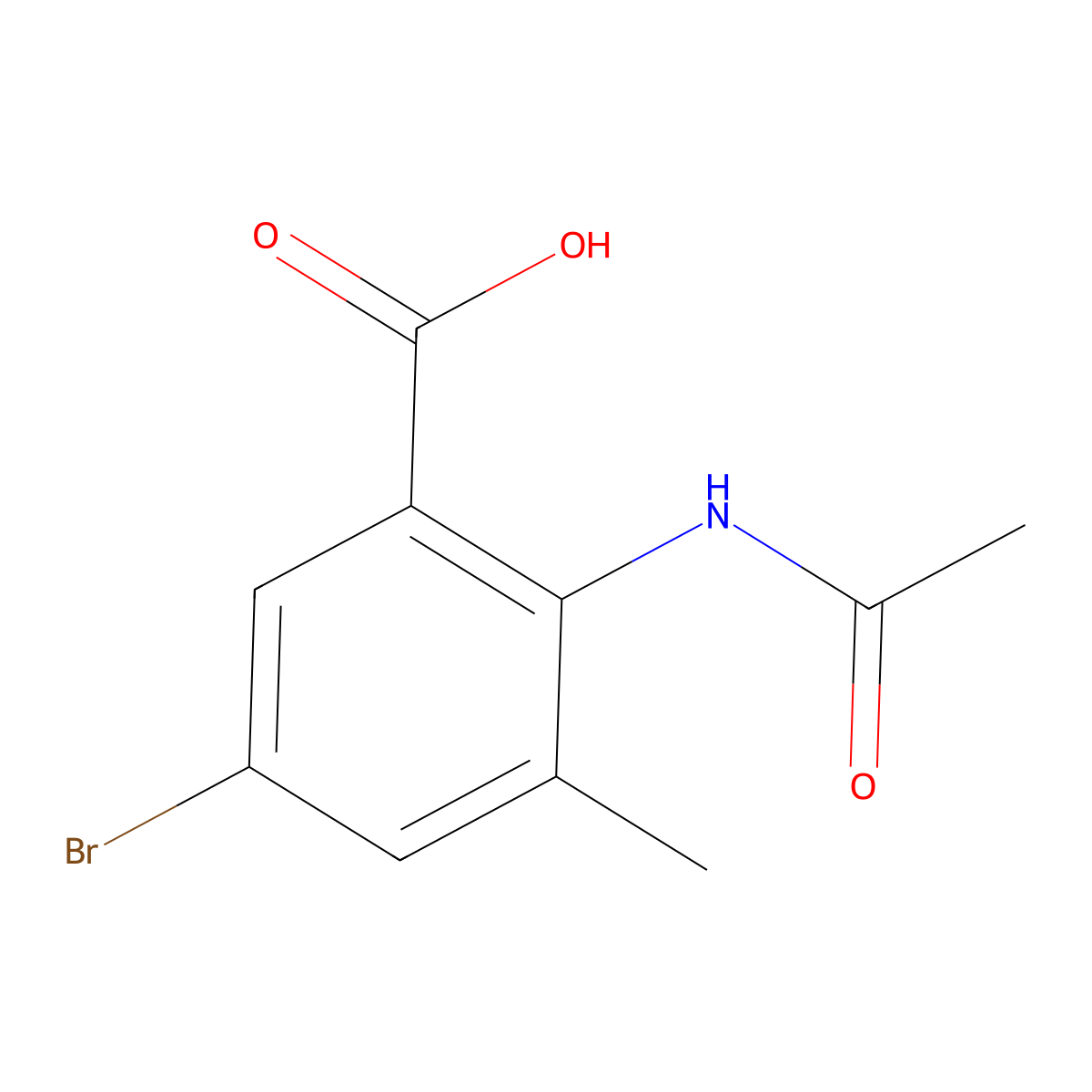 5-Bromo-2-acetamido-3-methylbenzoic acid molecular structure, CAS 2090304-84-8