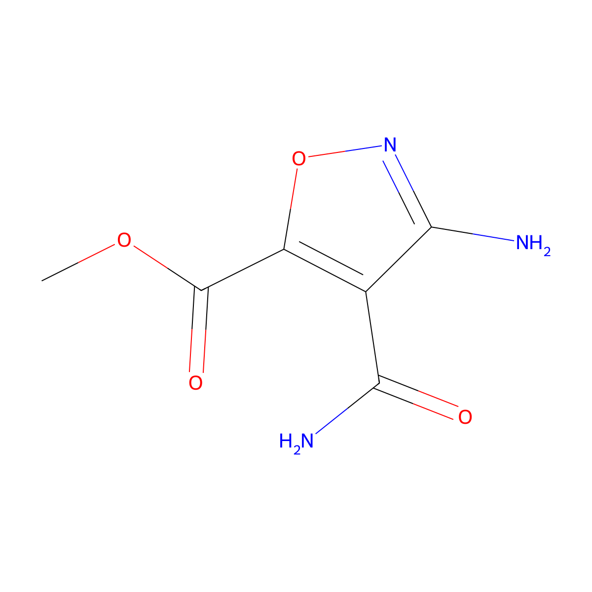 Methyl 3-amino-4-carbamoyl-1,2-oxazole-5-carboxylate molecular structure, CAS 2090313-64-5