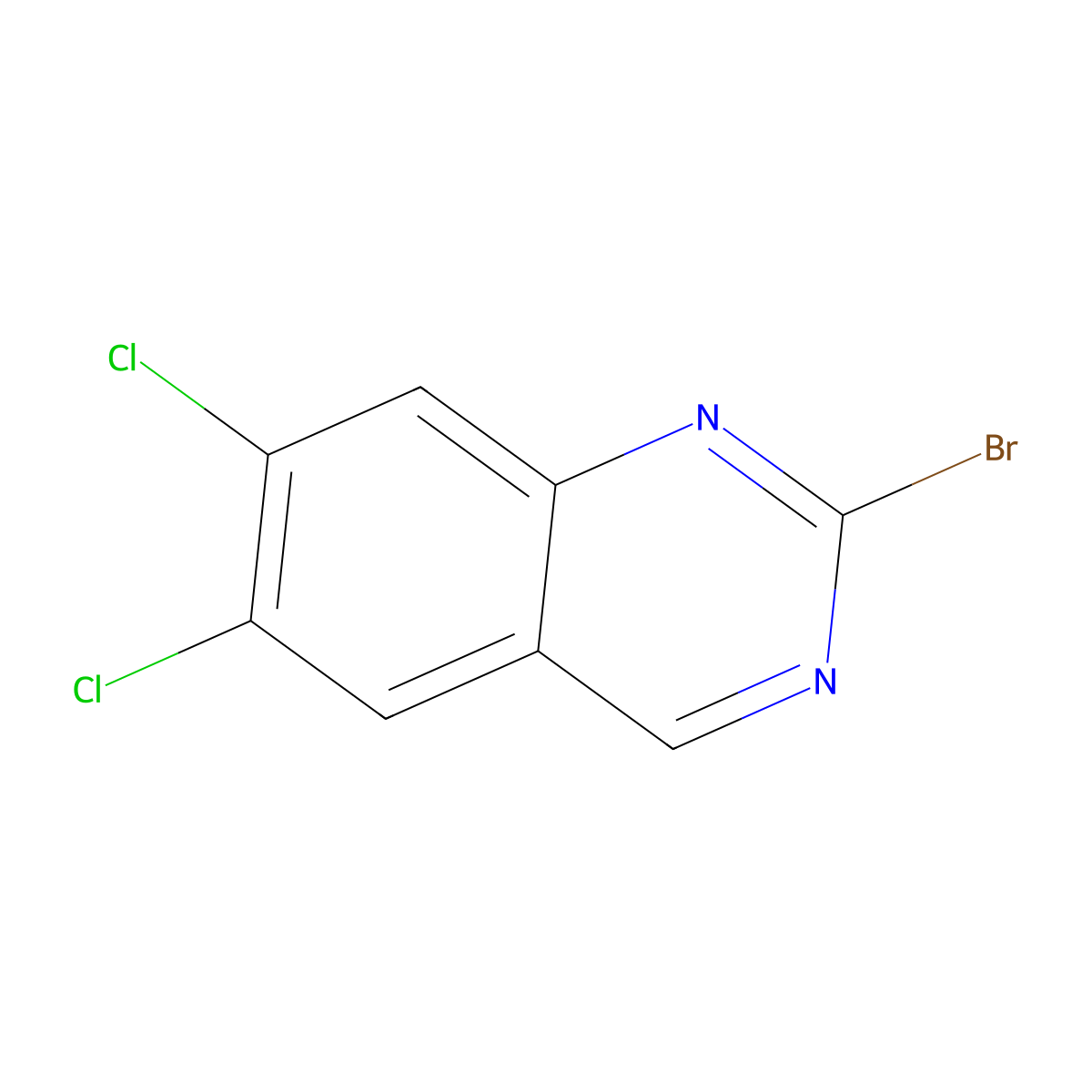 2-Bromo-6,7-dichloroquinazoline molecular structure, CAS 2090315-34-5