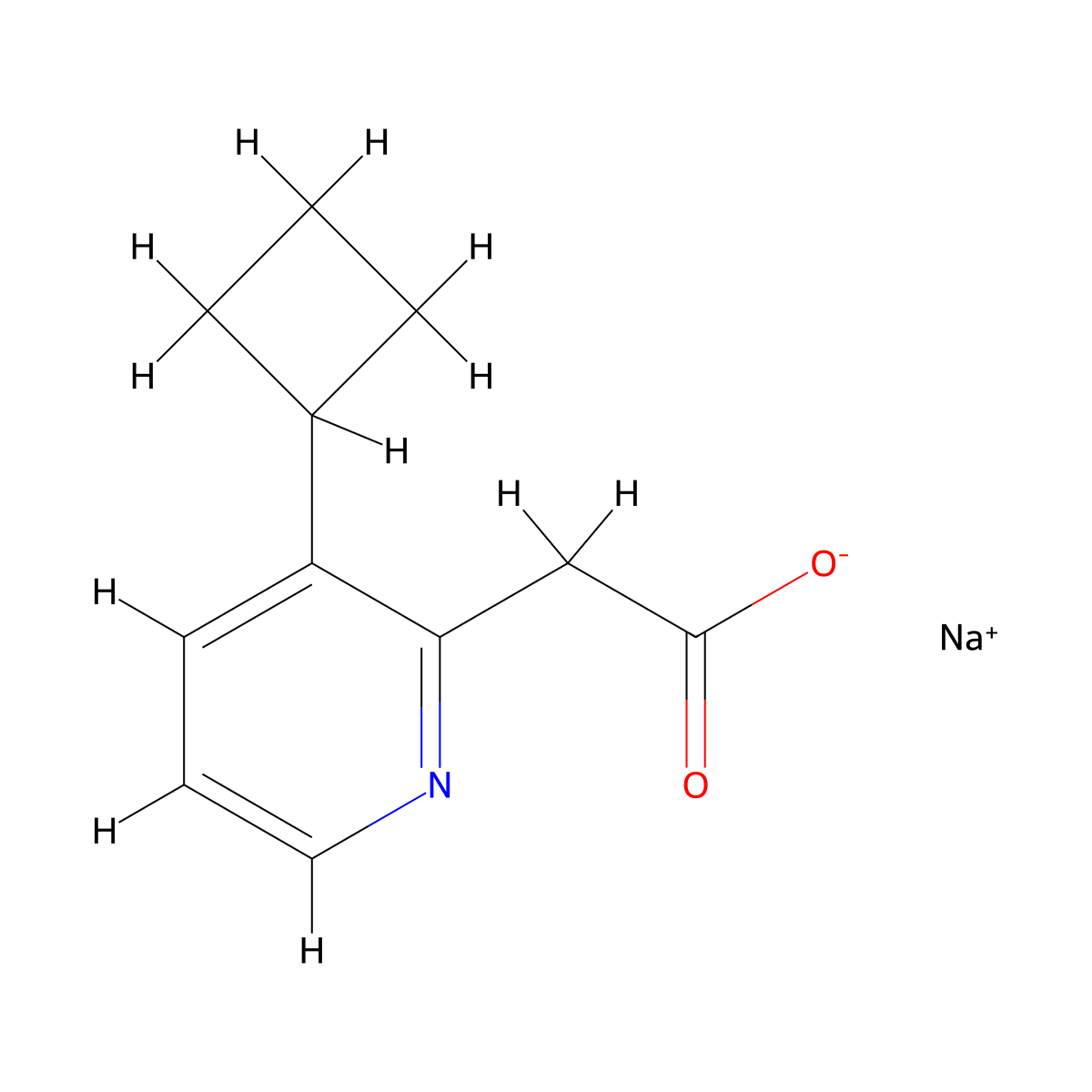 Sodium 2-(3-cyclobutylpyridin-2-YL)acetate molecular structure, CAS 2090315-49-2