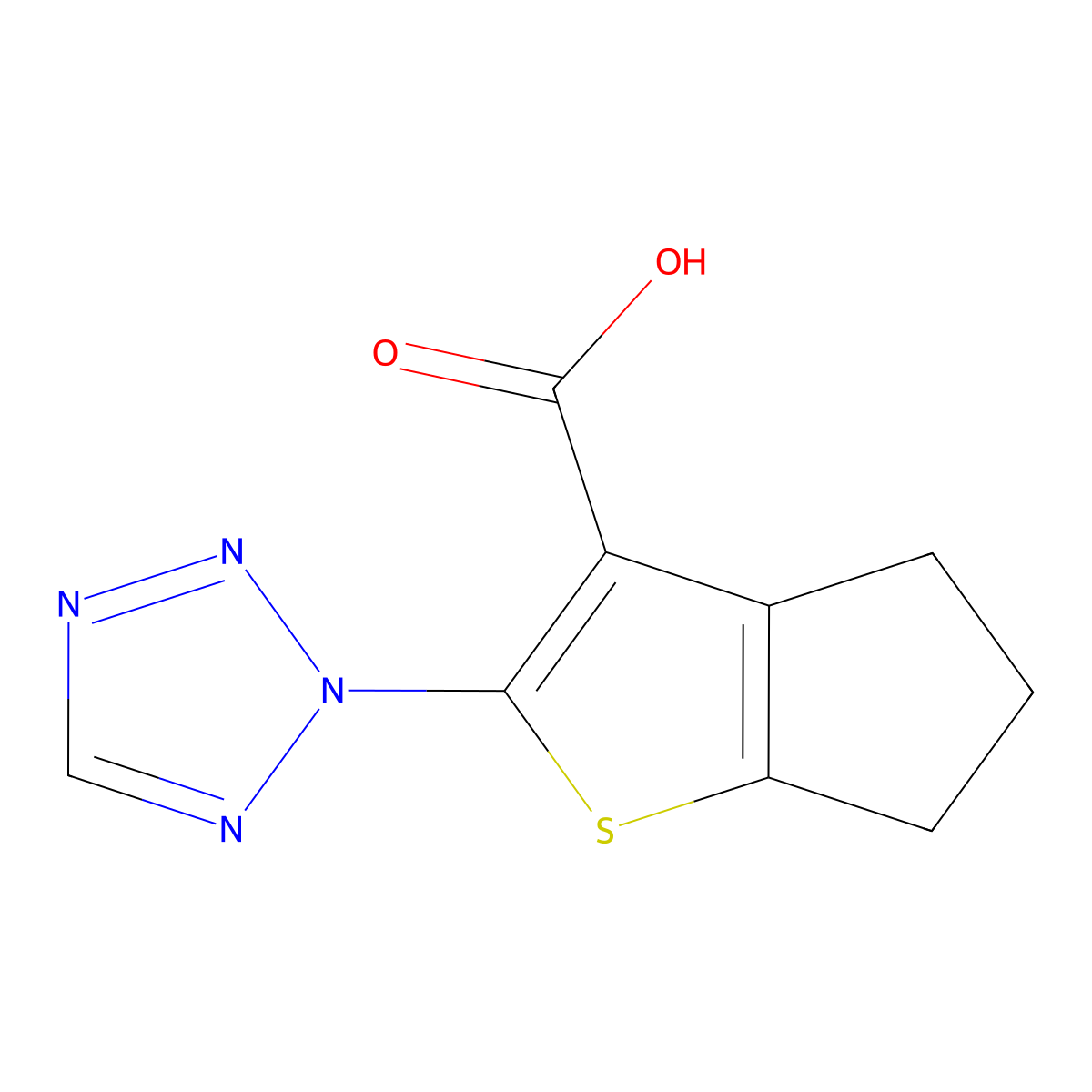 2-(2H-Tetrazol-2-yl)-5,6-dihydro-4h-cyclopenta[b]thiophene-3-carboxylic acid molecular structure, CAS 2090315-87-8
