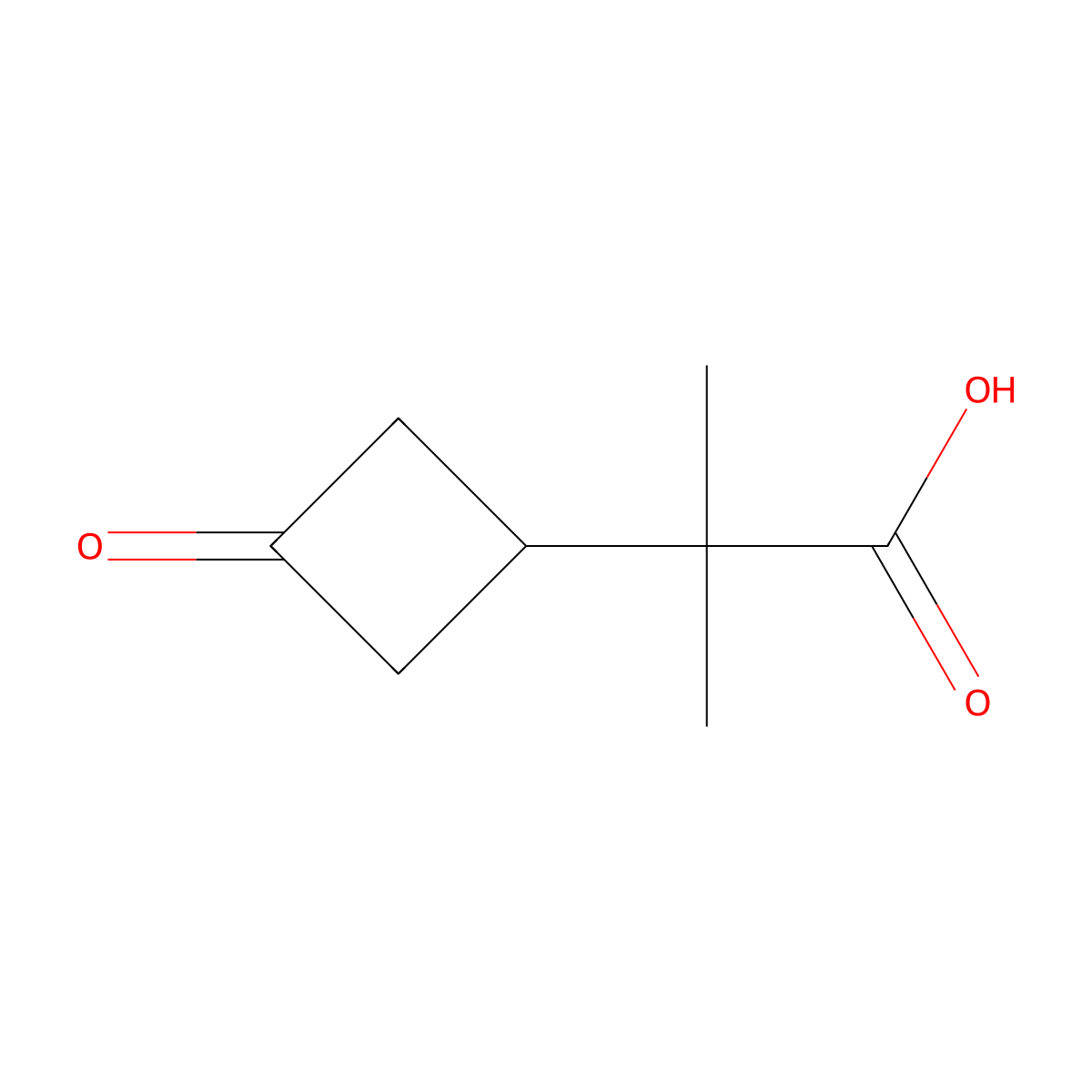 2-Methyl-2-(3-oxocyclobutyl)propanoic acid molecular structure, CAS 2090316-00-8