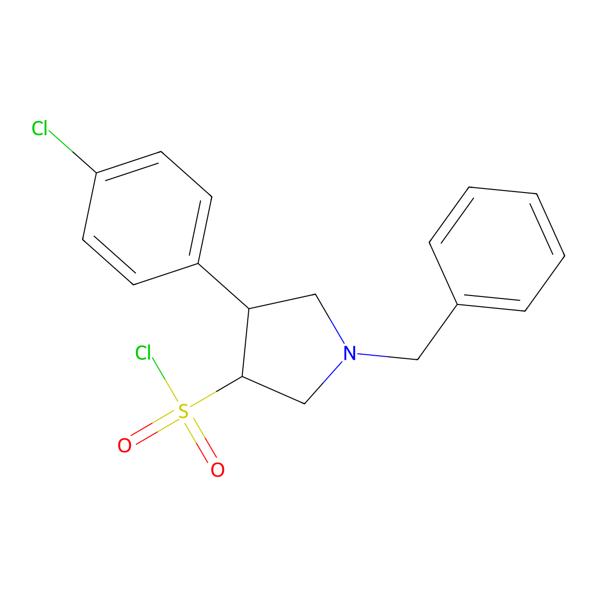 rac-(3R,4S)-1-benzyl-4-(4-chlorophenyl)pyrrolidine-3-sulfonyl chloride molecular structure, CAS 2090316-14-4