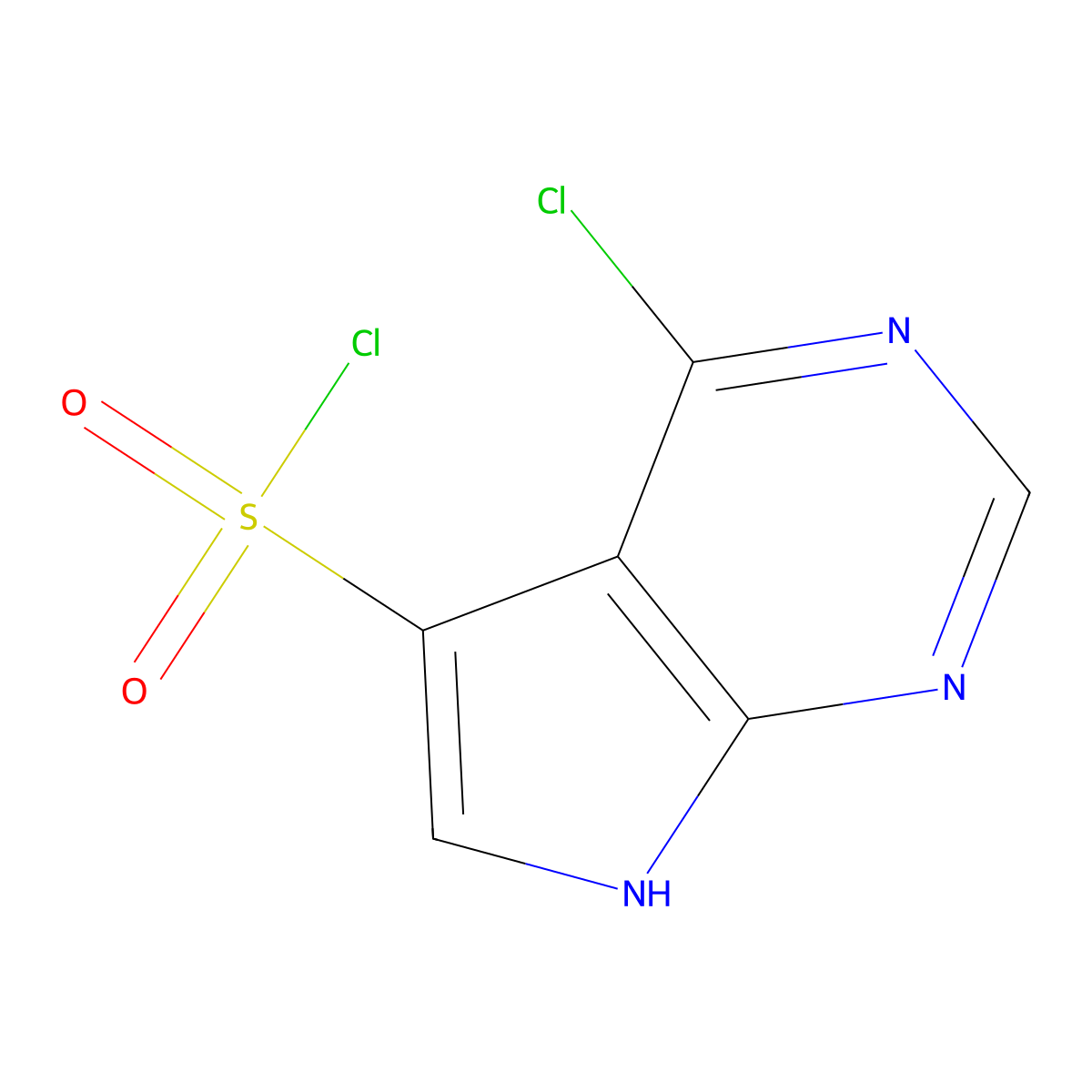 4-chloro-7H-pyrrolo[2,3-d]pyrimidine-5-sulfonyl chloride molecular structure, CAS 2090317-33-0