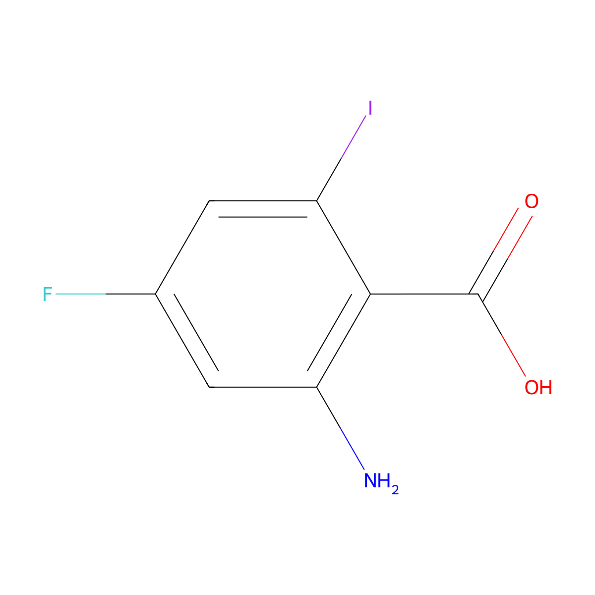 2-Amino-4-fluoro-6-iodobenzoic acid molecular structure, CAS 2090318-80-0