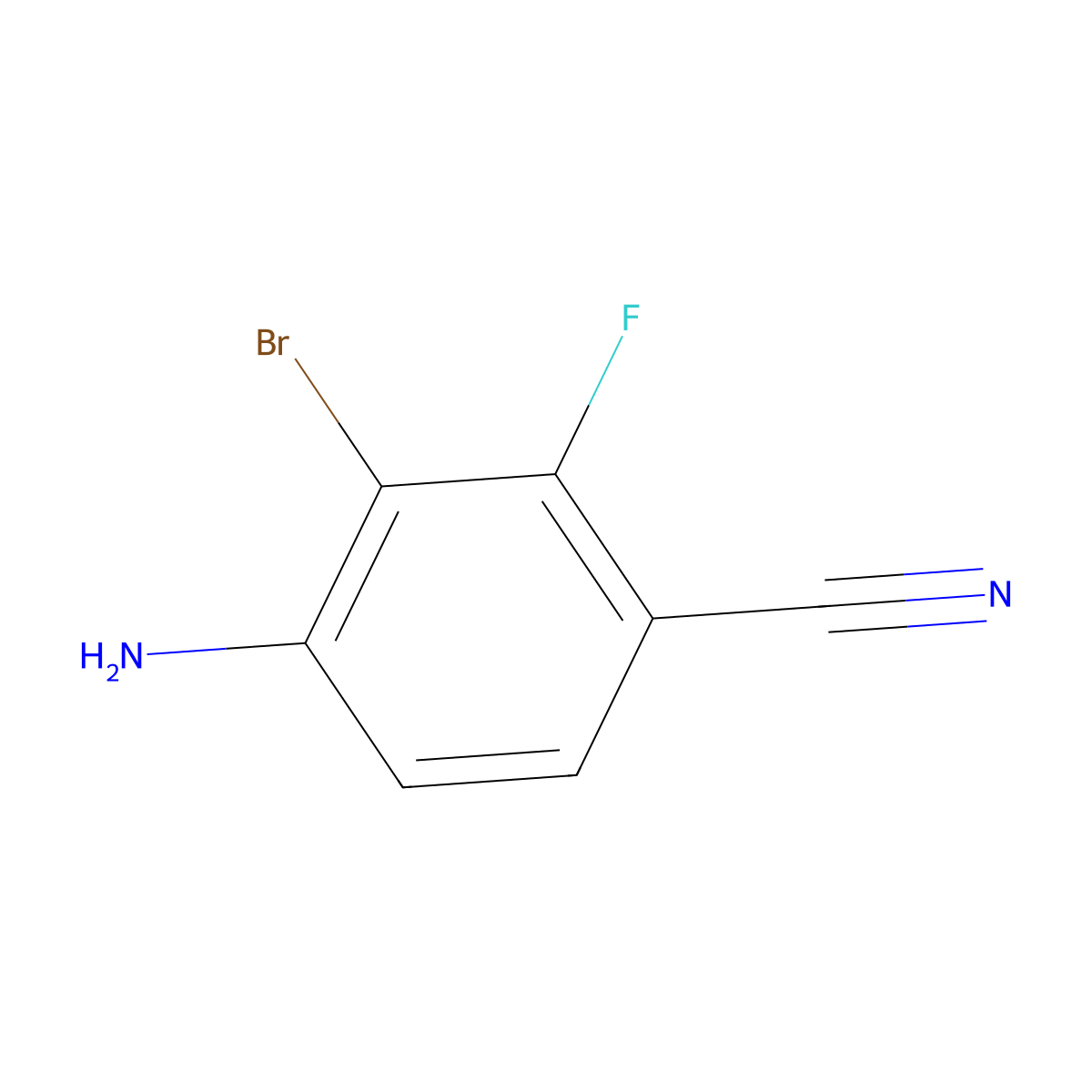 4-Amino-3-bromo-2-fluorobenzonitrile molecular structure, CAS 2090323-74-1