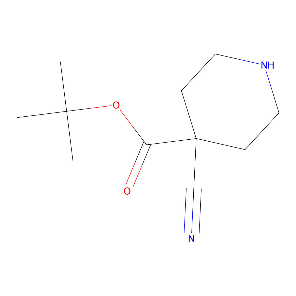 Tert-butyl 4-cyanopiperidine-4-carboxylate molecular structure, CAS 2090323-84-3