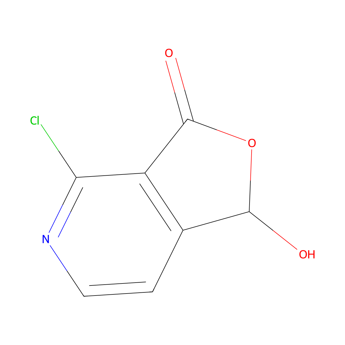 4-chloro-1-hydroxy-1H,3H-furo[3,4-c]pyridin-3-one molecular structure, CAS 2090324-07-3