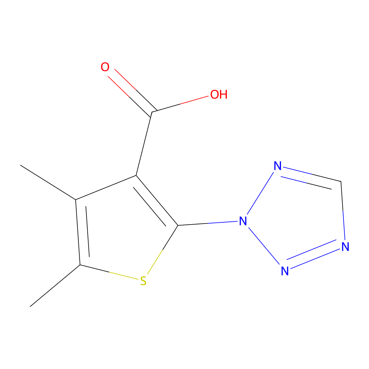 4,5-Dimethyl-2-(2h-tetrazol-2-yl)thiophene-3-carboxylic acid molecular structure, CAS 2090324-68-6