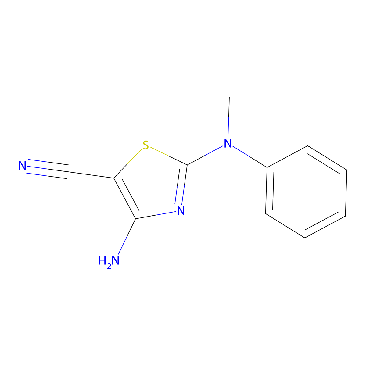 4-Amino-2-[methyl(phenyl)amino]-1,3-thiazole-5-carbonitrile molecular structure, CAS 2090328-89-3