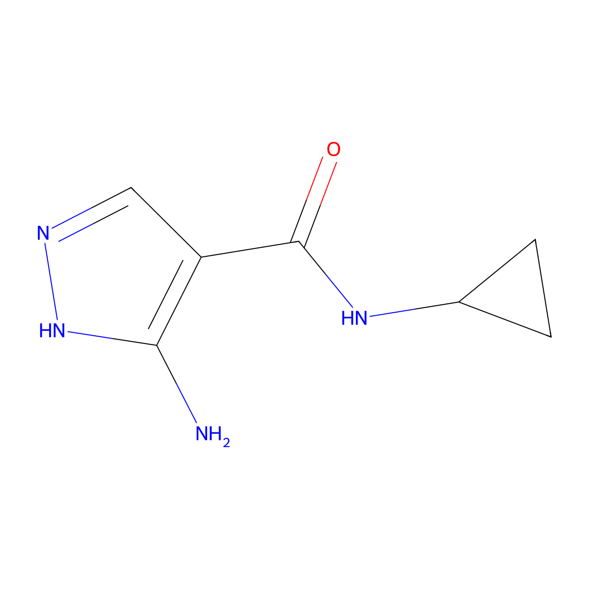 5-amino-N-cyclopropyl-1H-pyrazole-4-carboxamide molecular structure, CAS 2090331-19-2