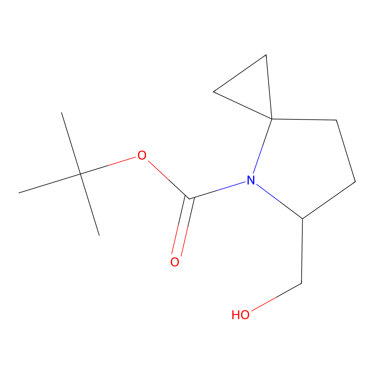 tert-Butyl 5-(hydroxymethyl)-4-azaspiro[2.4]heptane-4-carboxylate molecular structure, CAS 2090331-70-5