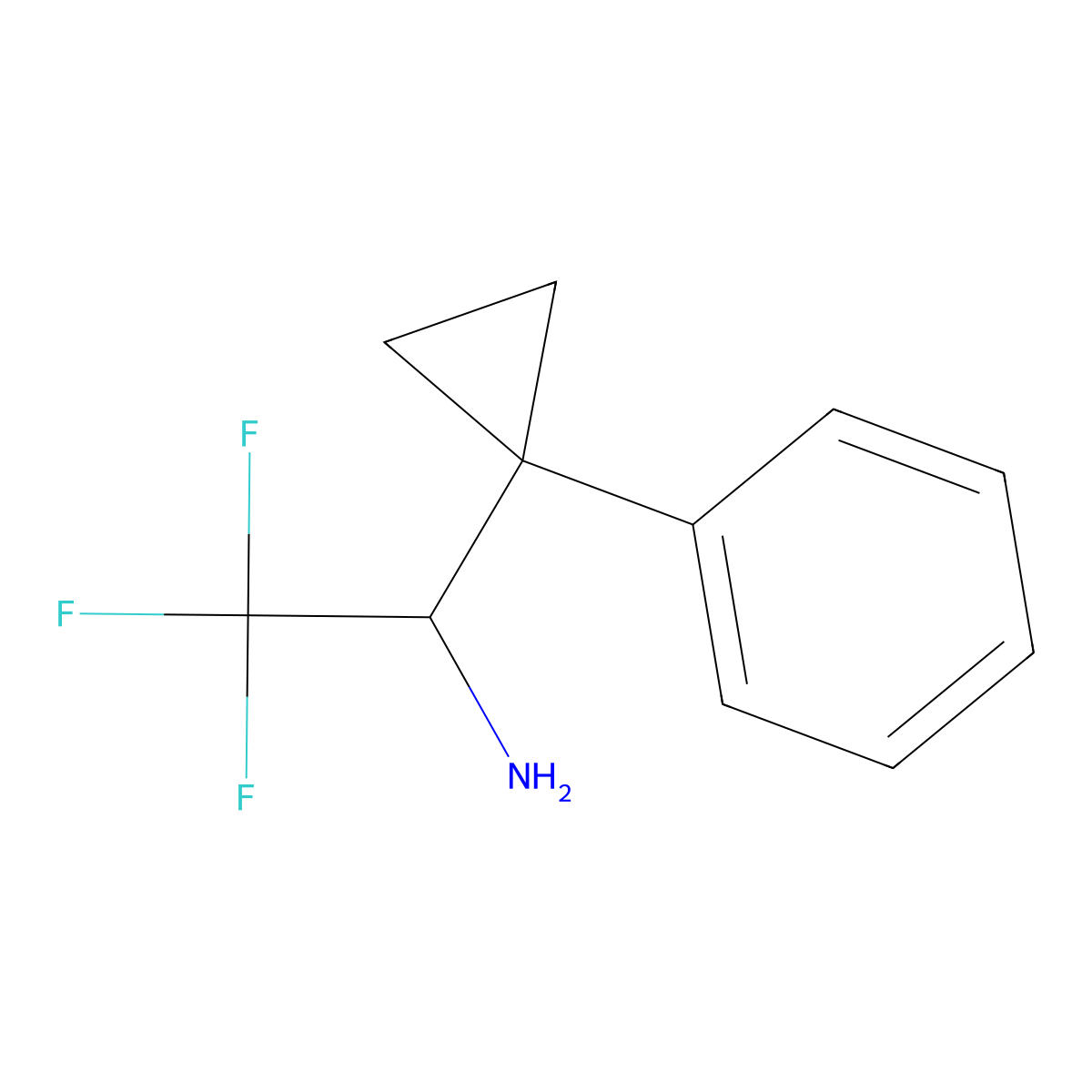 2,2,2-Trifluoro-1-(1-phenylcyclopropyl)ethan-1-amine molecular structure, CAS 2090334-47-5