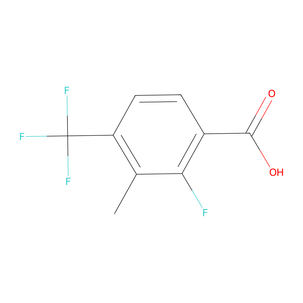 2-Fluoro-3-methyl-4-(trifluoromethyl)benzoic acid molecular structure, CAS 2090334-65-7