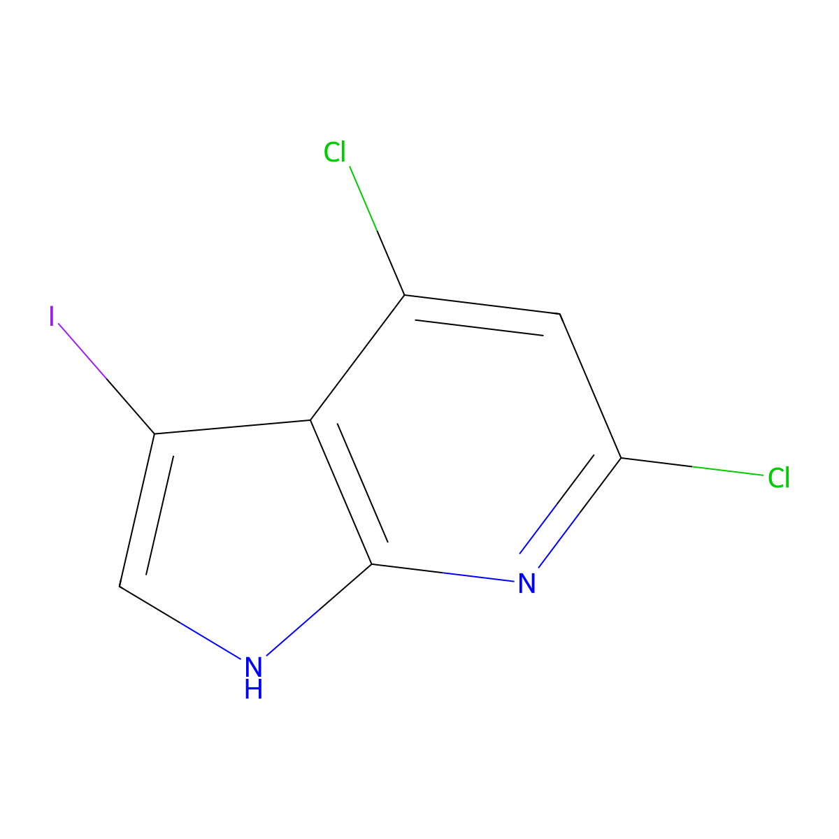 4,6-Dichloro-3-iodo-1H-pyrrolo[2,3-b]pyridine molecular structure, CAS 2090335-26-3