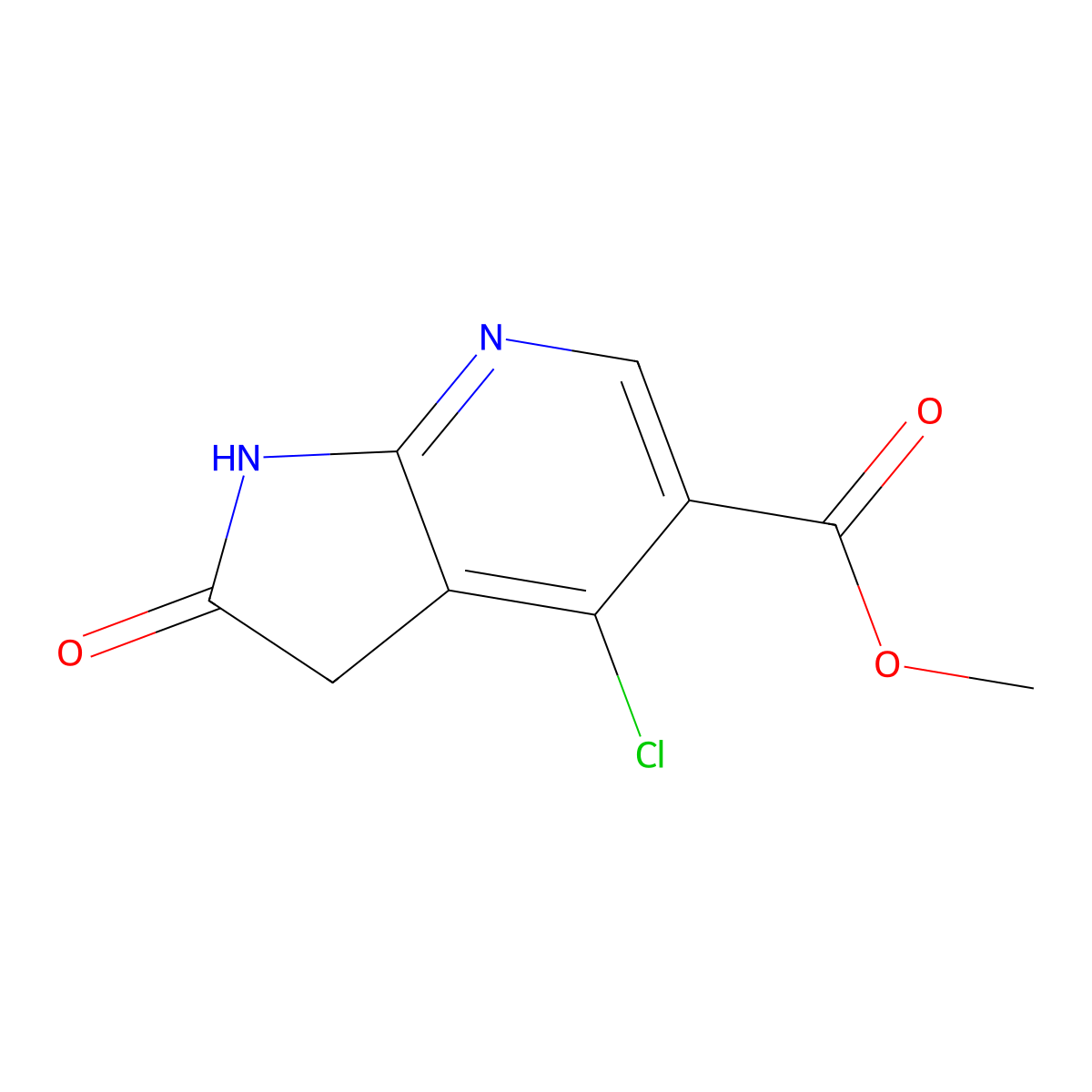 Methyl 4-chloro-2-oxo-1,3-dihydropyrrolo[2,3-b]pyridine-5-carboxylate molecular structure, CAS 2090335-30-9