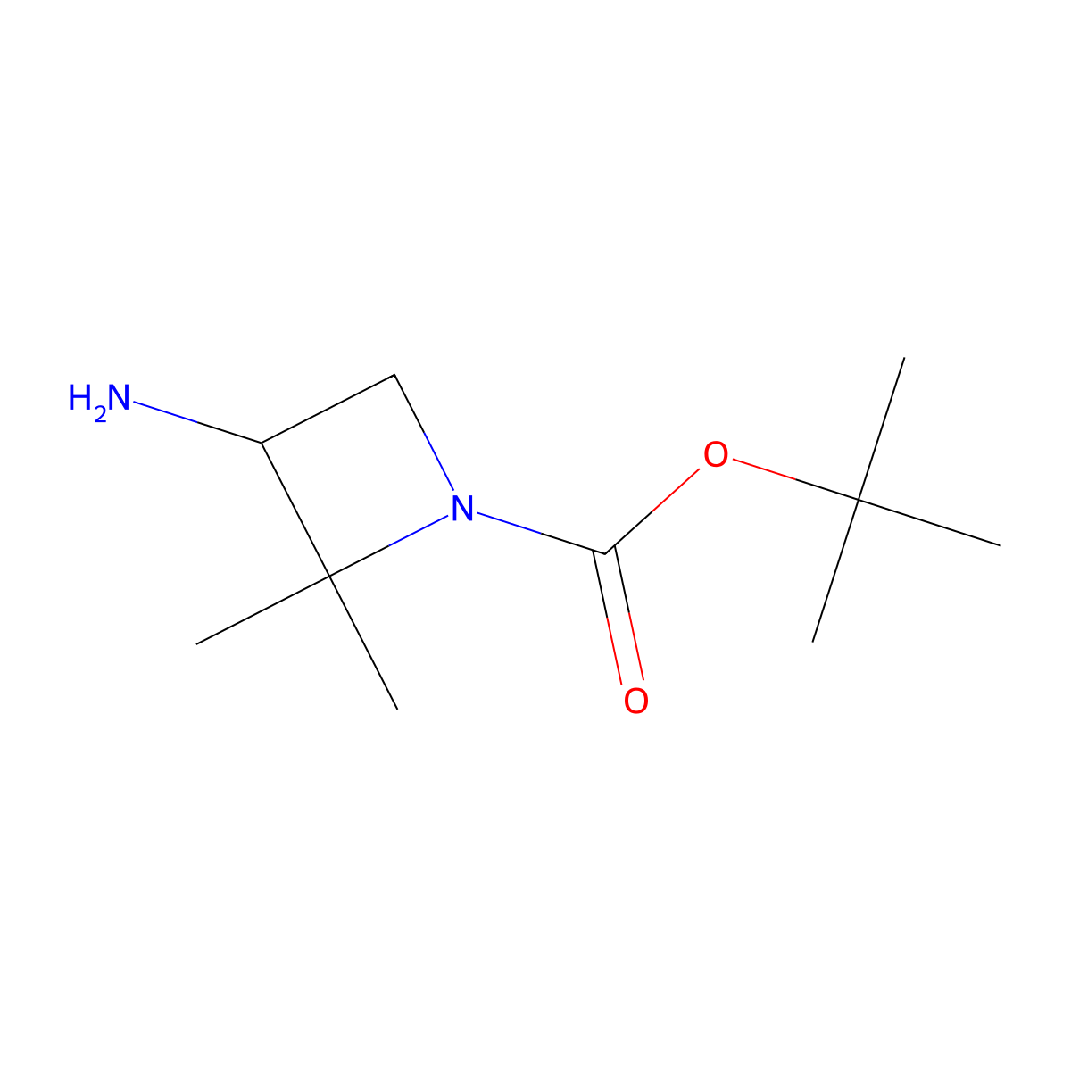 Tert-butyl 3-amino-2,2-dimethylazetidine-1-carboxylate molecular structure, CAS 2090335-43-4