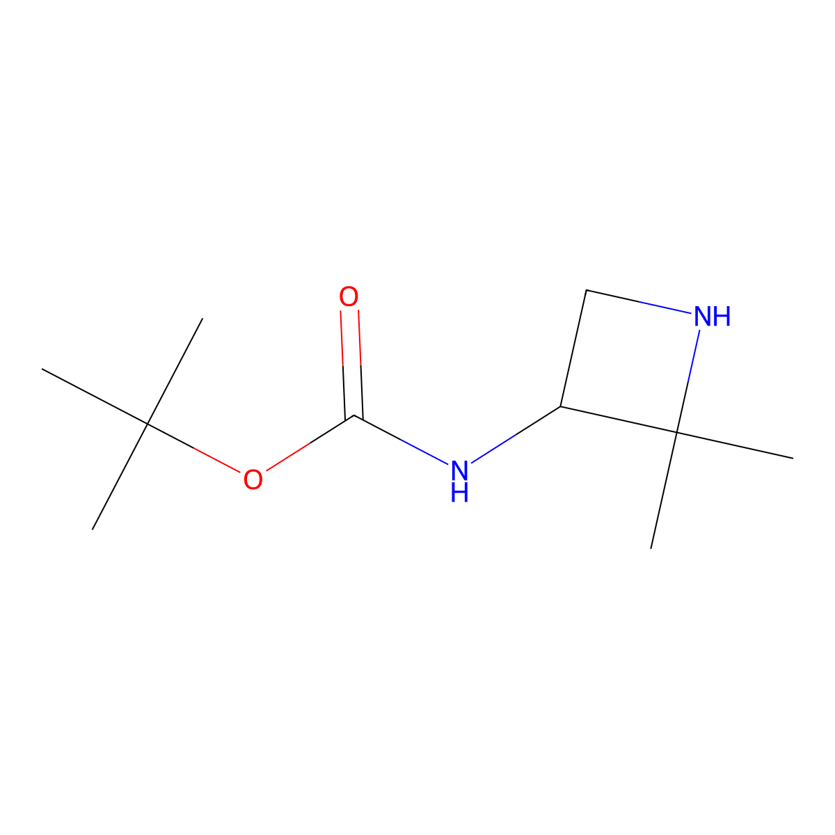 tert-butyl N-(2,2-dimethylazetidin-3-yl)carbamate molecular structure, CAS 2090335-49-0