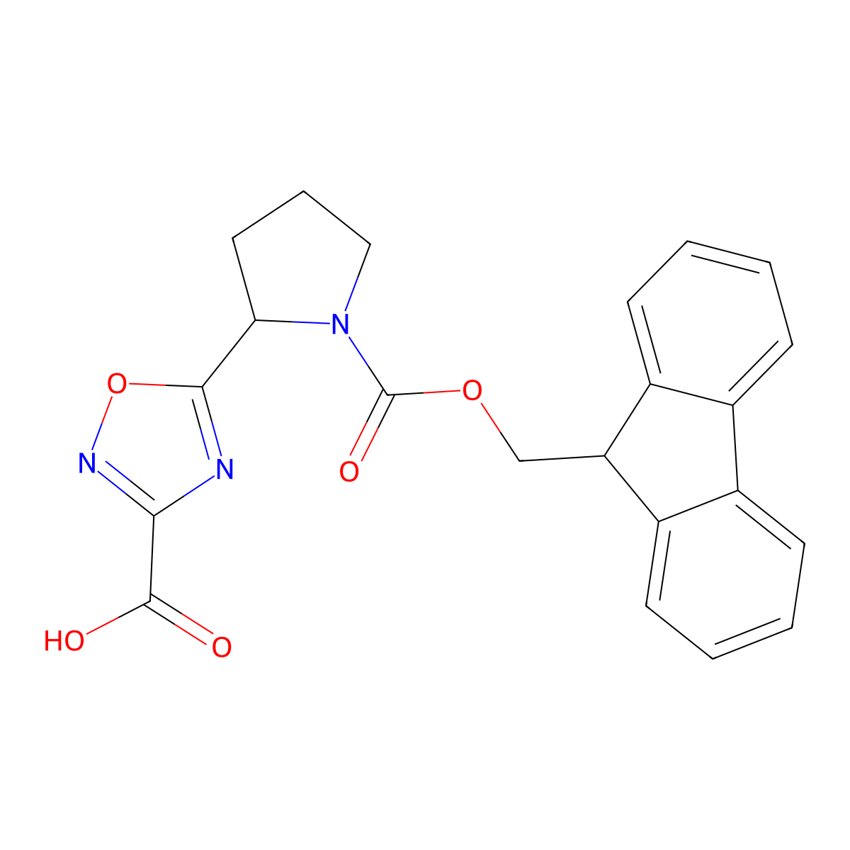 5-(1-{[(9H-fluoren-9-yl)methoxy]carbonyl}pyrrolidin-2-yl)-1,2,4-oxadiazole-3-carboxylic acid molecular structure, CAS 2090345-72-3