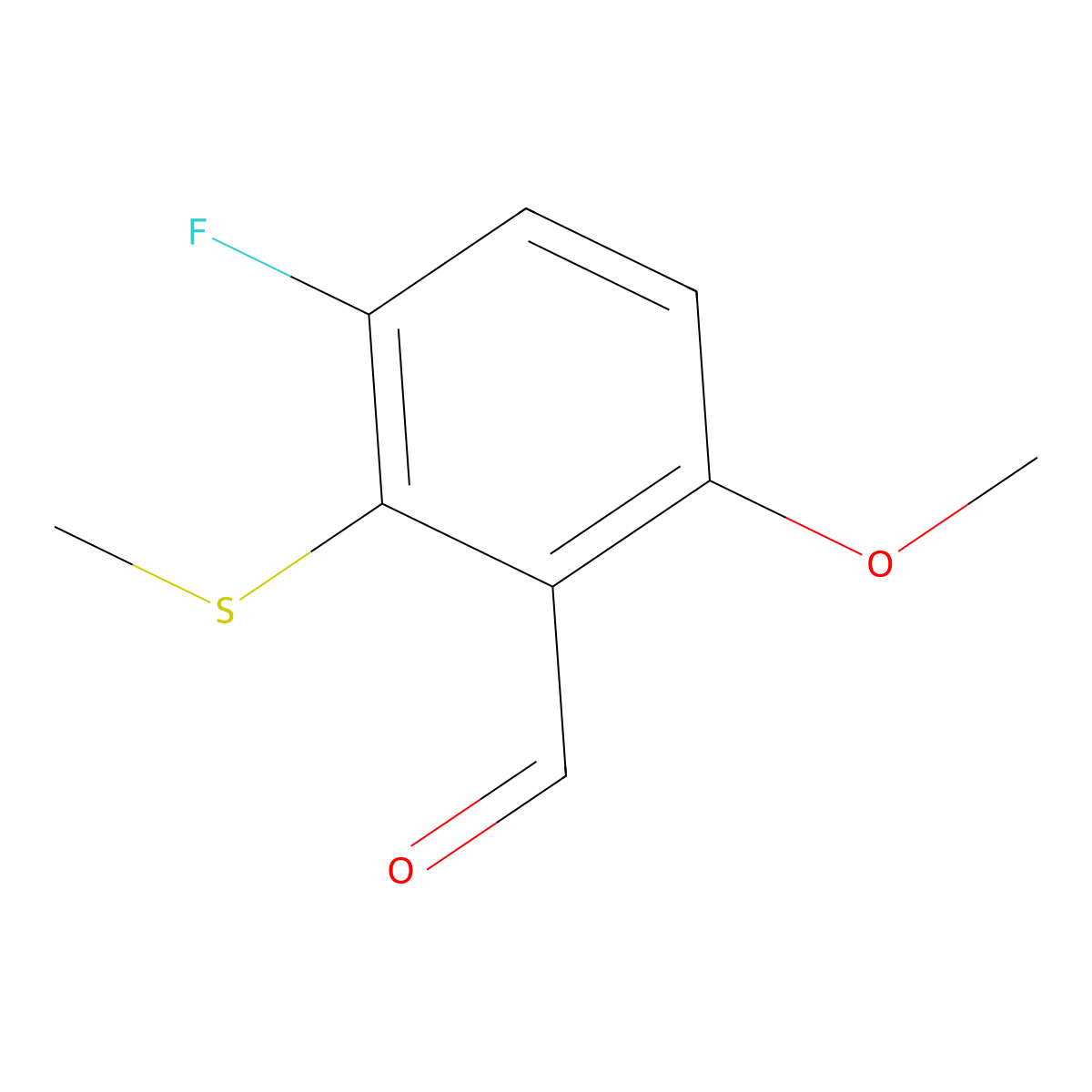 3-Fluoro-6-methoxy-2-(methylthio)benzaldehyde molecular structure, CAS 2090356-17-3